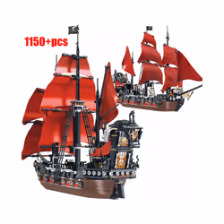 City Of The Caribbean Pirates Ships Building Blocks DIY 4195 Queen Annes - Black Pearl