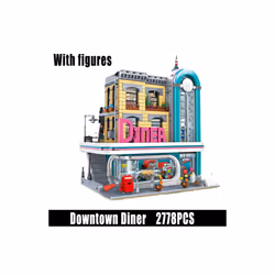 Creatoring Expert Pet Book Shop Town Hall Downtown Diner Model  Modular - 2778PCS