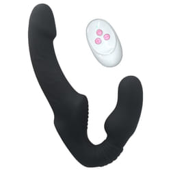 10 Speeds Strapless Strapon Dildo Vibrator Female Double Vibrating G Spot Adult Sex Toys for Women Couple Lesbian - black, NO Pants