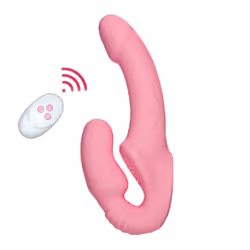 10 Speeds Strapless Strapon Dildo Vibrator Female Double Vibrating G Spot Adult Sex Toys for Women Couple Lesbian - pink, NO ...