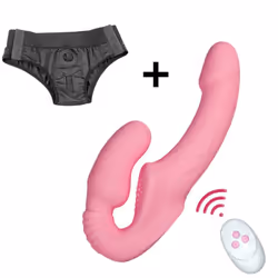 10 Speeds Strapless Strapon Dildo Vibrator Female Double Vibrating G Spot Adult Sex Toys for Women Couple Lesbian - pink, Wit ...