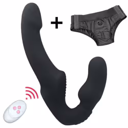 10 Speeds Strapless Strapon Dildo Vibrator Female Double Vibrating G Spot Adult Sex Toys for Women Couple Lesbian - black, Wi ...