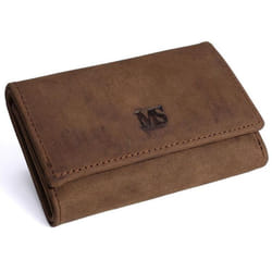 MISFIT Handmade Vintage Genuine Leather Key Holder Men KeyChain Cover Leather Key Wallet Men Key Case Bag Women Key Organizer - brown