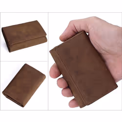 MISFIT Handmade Vintage Genuine Leather Key Holder Men KeyChain Cover Leather Key Wallet Men Key Case Bag Women Key Organizer - brown
