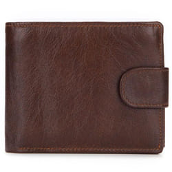 Brand Men Wallets Genuine Leather Short Coin Purse Fashion Hasp Wallet For Male Portomonee with Card Holder Photo Holder - coffee