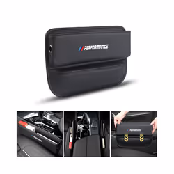 For BMW Car Seat Organizer Crevice Storage Box Leather Seat Gap Slit Pocket - black 2pc