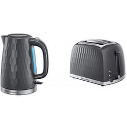 Russell Hobbs Honeycomb Kettle and 2 Slice Toaster - Grey, Kettle and 2 Slice Toaster