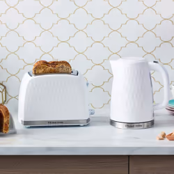Russell Hobbs Honeycomb Kettle and 2 Slice Toaster - White, Kettle and 2 Slice Toaster