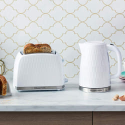 Russell Hobbs Honeycomb Kettle and 2 Slice Toaster - White, Kettle and 2 Slice Toaster