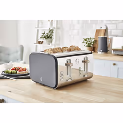 Swan ST14620WHTN, 4 Slice Nordic Toaster, Soft Touch Housing and Matt Finish - Grey