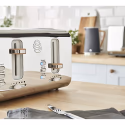 Swan ST14620WHTN, 4 Slice Nordic Toaster, Soft Touch Housing and Matt Finish - Grey