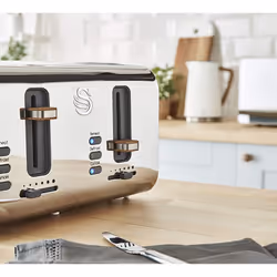 Swan ST14620WHTN, 4 Slice Nordic Toaster, Soft Touch Housing and Matt Finish - White