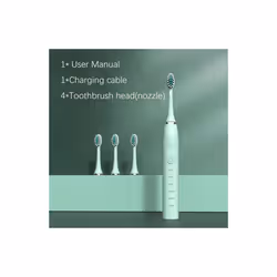 Sonic Electric Toothbrush Cleaning Brush For Adult Automatic Rechargeable - Green 4 Head