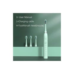 Sonic Electric Toothbrush Cleaning Brush For Adult Automatic Rechargeable - Green 4 Head