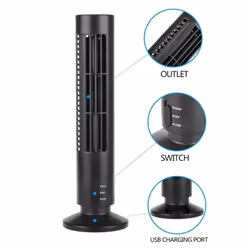 Bladeless Fan Tower Electric Fan  Vertical Electric Fan, Bladeless Standing Fan For Bedroom, Household Necessities, Summer Gifts For - Black, One Size