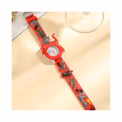 Kids 3D Dinosaur Silicone Quartz Watch - Red