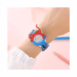 Kids 3D Dinosaur Silicone Quartz Watch - Red