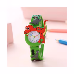 Kids 3D Dinosaur Silicone Quartz Watch - Red