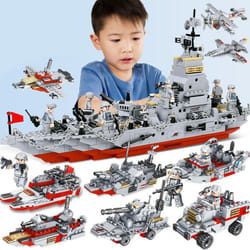 1256Pcs Police Station Building Blocks Toys for Boys City Series Blocks Toys Educational Toy for Kids 6+ Years Old Children Gifts - Navy Robot-1000Pcs