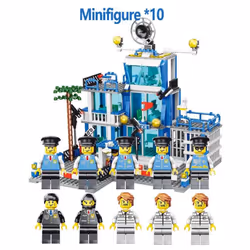 1256Pcs Police Station Building Blocks Toys for Boys City Series Blocks Toys Educational Toy for Kids 6+ Years Old Children Gifts - Navy Robot-1000Pcs