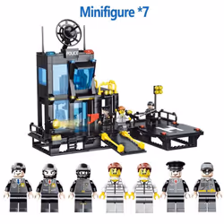 1256Pcs Police Station Building Blocks Toys for Boys City Series Blocks Toys Educational Toy for Kids 6+ Years Old Children Gifts - Navy Robot-1000Pcs