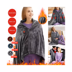 Electric Heating Blanket USB Charging Heated Shawl 3 Heating Level Coral Fleece Plush Winter Warm Shawl for Outdoor Home Offi ...