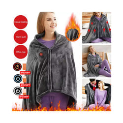 Electric Heating Blanket USB Charging Heated Shawl 3 Heating Level Coral Fleece Plush Winter Warm Shawl for Outdoor Home Office