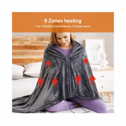 Electric Heating Blanket USB Charging Heated Shawl 3 Heating Level Coral Fleece Plush Winter Warm Shawl for Outdoor Home Office