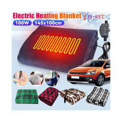 12V Car Electric Heating Blanket 2 Gears Adjustable Comfortable Soft Fleece Electric Heating Pad Winter Warm Mat for Home Office