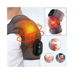 Electric Heating Vibration Massage Knee Shoulder Massager Joint Physiotherapy Pain Relief Elbow Warm Knee Pad Relaxation Tool - spain, GRAY