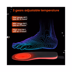 PASTSKY Heated Insoles 2100mAh Electric Foot Warmer Hot Compress Remote Control 3-speed Shoes Pads For Skiing Winter Outdoor - UNITED KINGDOM, L 41-45
