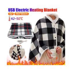 USB Electric Heating Blanket Shawl Soft Mink Velvet Heated Cape 5V Multifunctional Electric Heating Pad Warm Mat for Home Office