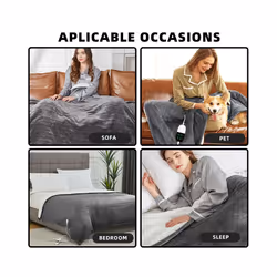 50*60inch Heating Blanket-Electric Blanket,Soft Heated Throw Blanket with 6 Heating Levels & 4 Hours auto-Off - US 110V-130V, Silver