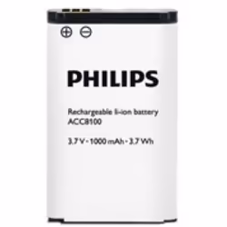 Philips ACC8100, Rechargeable battery, Lithium-Ion (Li-Ion), 3.7 V, 1000 mAh, 3.7 Wh, White