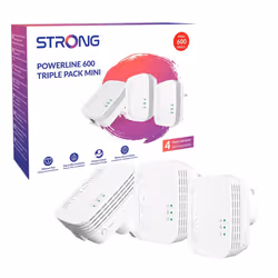POWERL600DUOMINIUK AV600 Mini Powerline Adapter Starter Kit, Pack of 3, Up to 300m Range, No Configuration Required, UK Plug  ...