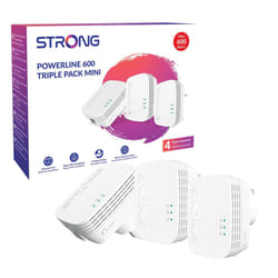 POWERL600DUOMINIUK AV600 Mini Powerline Adapter Starter Kit, Pack of 3, Up to 300m Range, No Configuration Required, UK Plug White