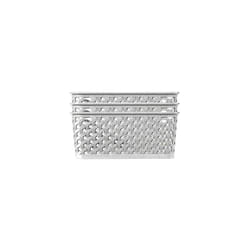Curver My Style Rattan Effect Set of 3 Kitchen, Living room, Bathroom, Bedroom, Utility Medium Rectangular Storage Baskets 12 Litres - Grey
