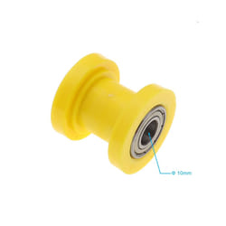 New 10mm/8mm Concave Chain Roller Pulley Tensioner Wheel Guide for Motorized - Yellow 10mm