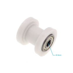 New 10mm/8mm Concave Chain Roller Pulley Tensioner Wheel Guide for Motorized - White 8mm