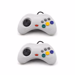 USB Classic Game Controller Gamepad Joypad Wired Gamepads  For Sega Saturn - 2 White