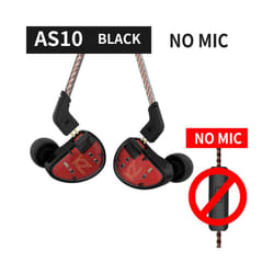 KZ AS10 5BA Driver In Ear Monitor Earphone HIFI Wired Earbuds Headset - black no mic