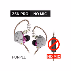 KZ ZSN Pro 1BA+1DD Hybrid technology HIFI Bass Earbuds Metal In Ear Earphones - ZSNPro Purple No Mic