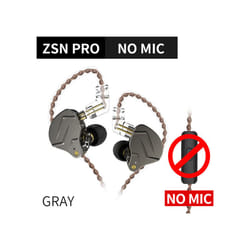 KZ ZSN Pro 1BA+1DD Hybrid technology HIFI Bass Earbuds Metal In Ear Earphones - ZSNPro Gray No Mic