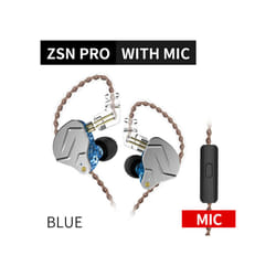 KZ ZSN Pro 1BA+1DD Hybrid technology HIFI Bass Earbuds Metal In Ear Earphones - ZSNPro Blue Mic