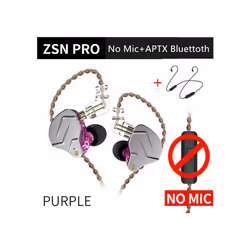 KZ ZSN Pro 1BA+1DD Hybrid technology HIFI Bass Earbuds Metal In Ear Earphones - PurpleNoMicBluetooth