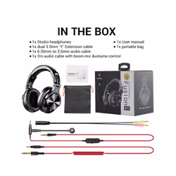 Oneodio A71 Wired Over Ear Headphone With Mic Studio DJ Headphones Professional - Black-Mic