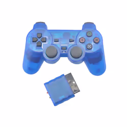 Transparent Color Game Controller For Sony PS2 Wireless gamepad 2.4GHz - Blue