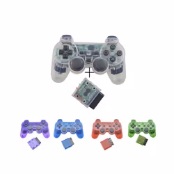 Transparent Color Game Controller For Sony PS2 Wireless gamepad 2.4GHz - Blue