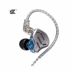 KZ ZAX 1DD 7BA Hybrid In Ear Earphones 16 Driver Unit Headset HIFI DJ - silver with mic
