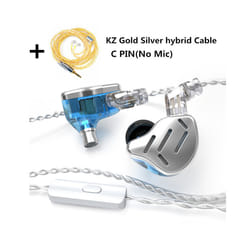 ) KZ ZAX 1DD 7BA Hybrid In Ear Earphones 16 Driver Unit Headset HIFI DJ - silver with mic(GS